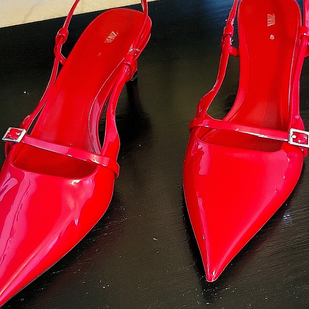 Red Patent Leather Slingback Heels